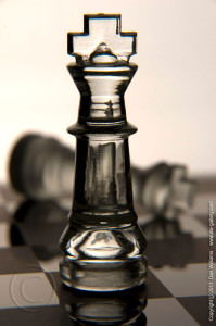 Photo of glass chess pieces