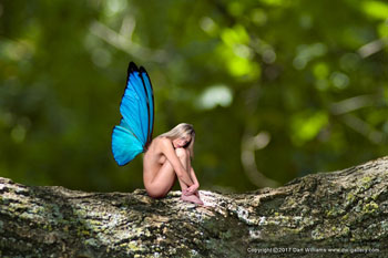 Fantasy Art- Image of butterfly girl with link to DeviantArt Gallery